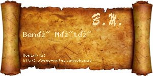 Benő Máté névjegykártya